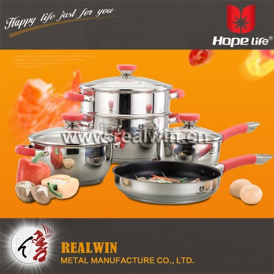 NO MOQ 8pcs stainless steel induction cookware set with casserole saucepan